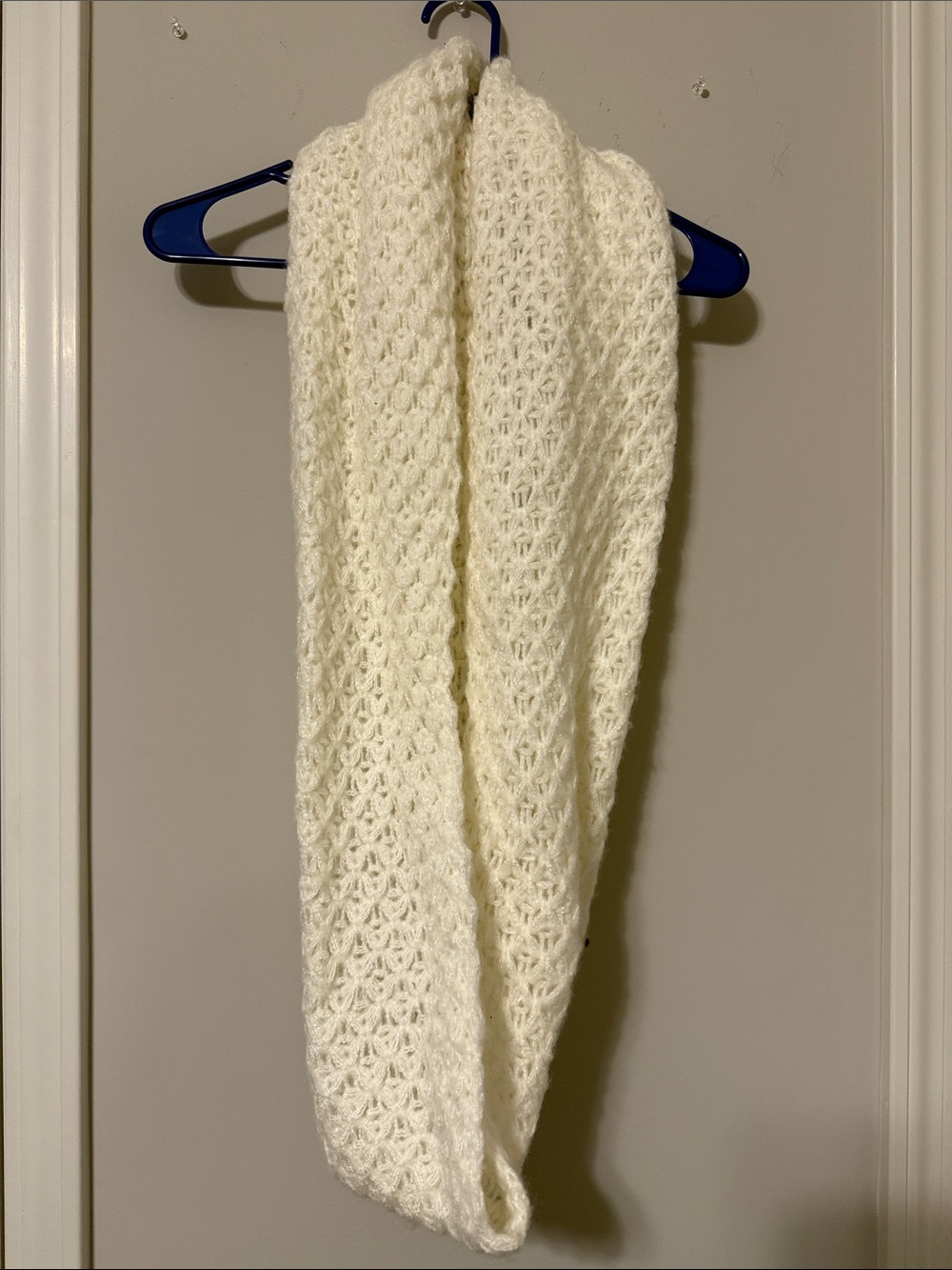 Cream Crochet Infinity Scarf